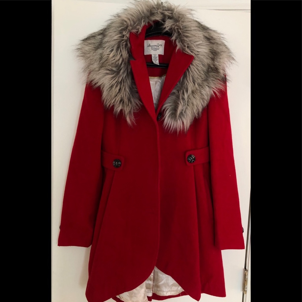 American Rag coat with detachable faux fur collar